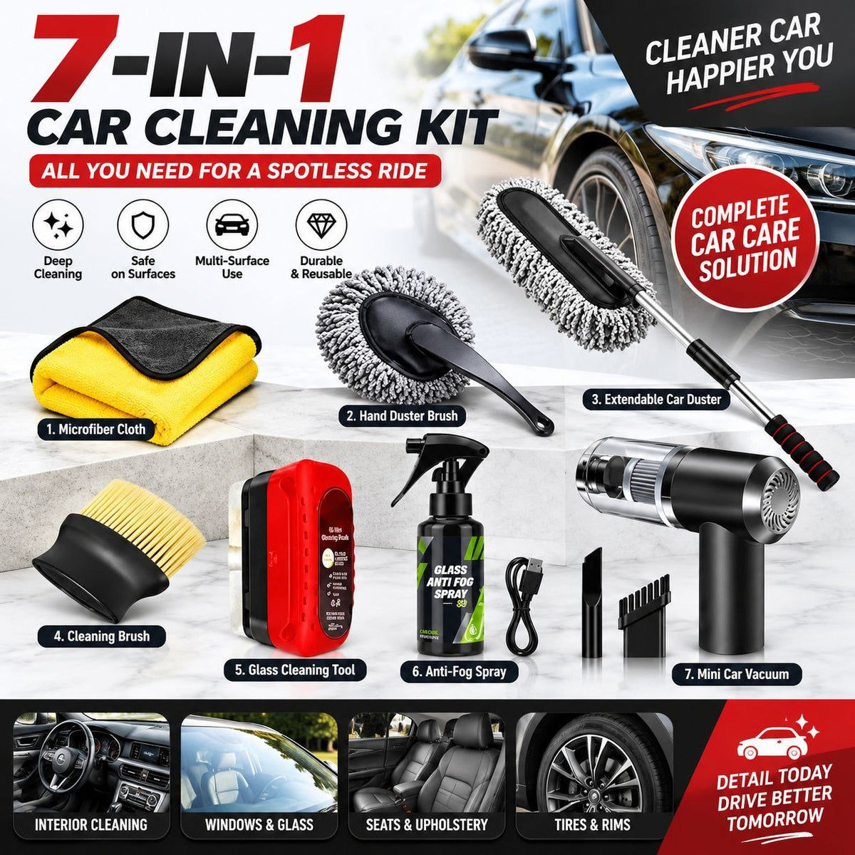 7-in-1 car cleaning kit