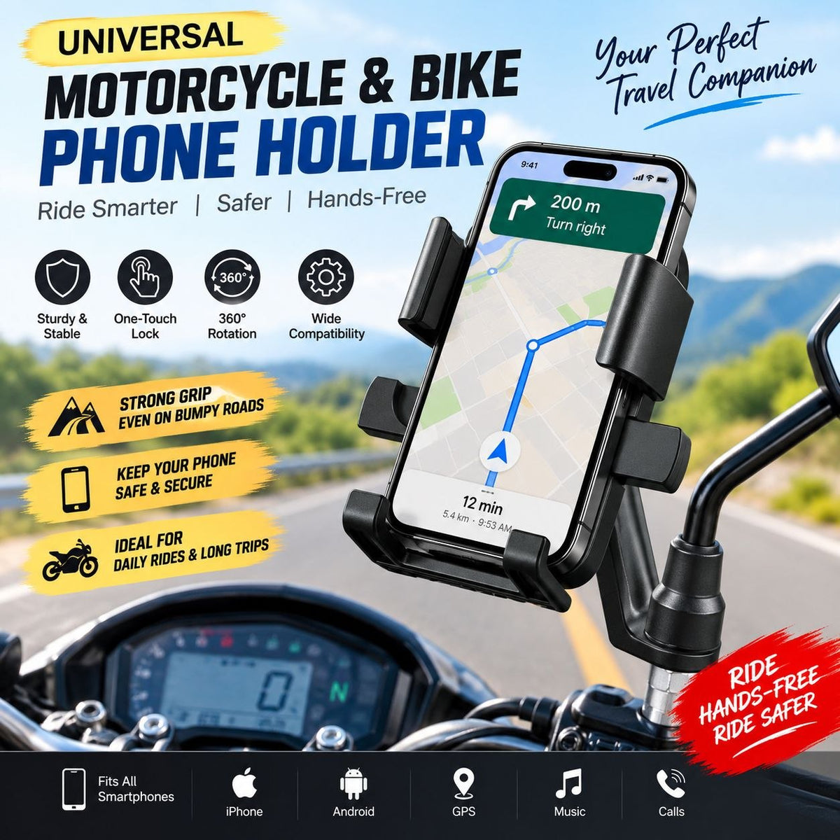 motorcycle & bike phone holder